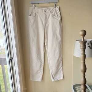 Lauren Ralph Lauren Cream Straight Leg Pants Size 12 High Rise Vintage 90s